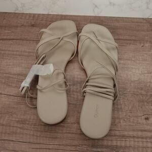 EUC Quince Italian Leather Wrap Sandal Women's Sz 9 Comfy Almond Tan 3876-76